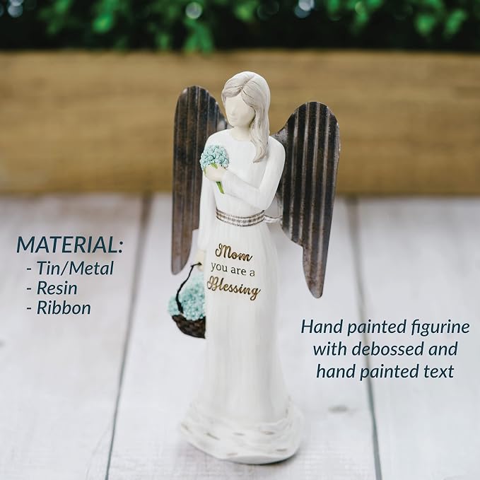Pavilion - 7.5" Angel Figurine - Mom You are A Blessing - Simplistic Rustic Modern Farmhouse Statue