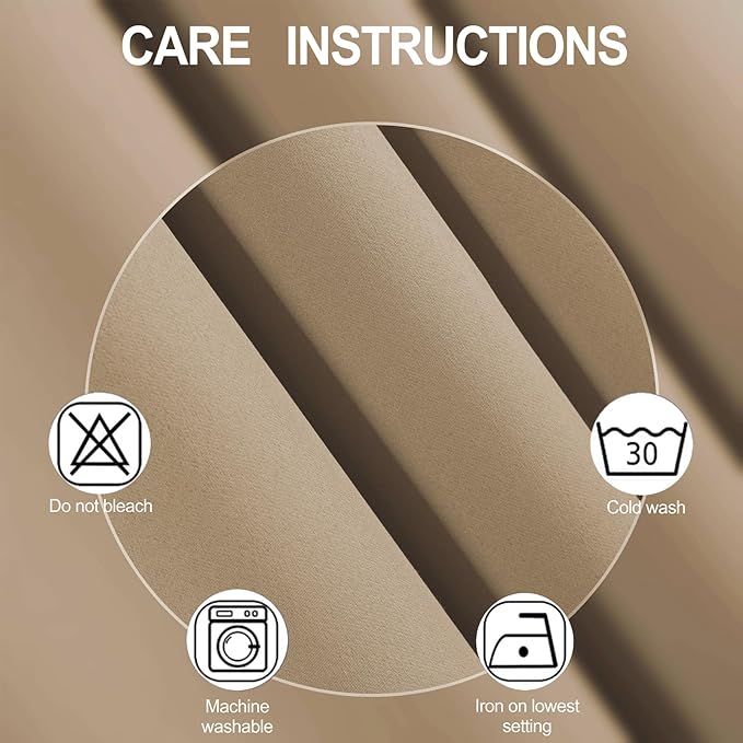 LEMOMO Natural Thermal Blackout Curtains/52 x 72 Inch/Set of 2 Panels Room Darkening Curtains for Bedroom