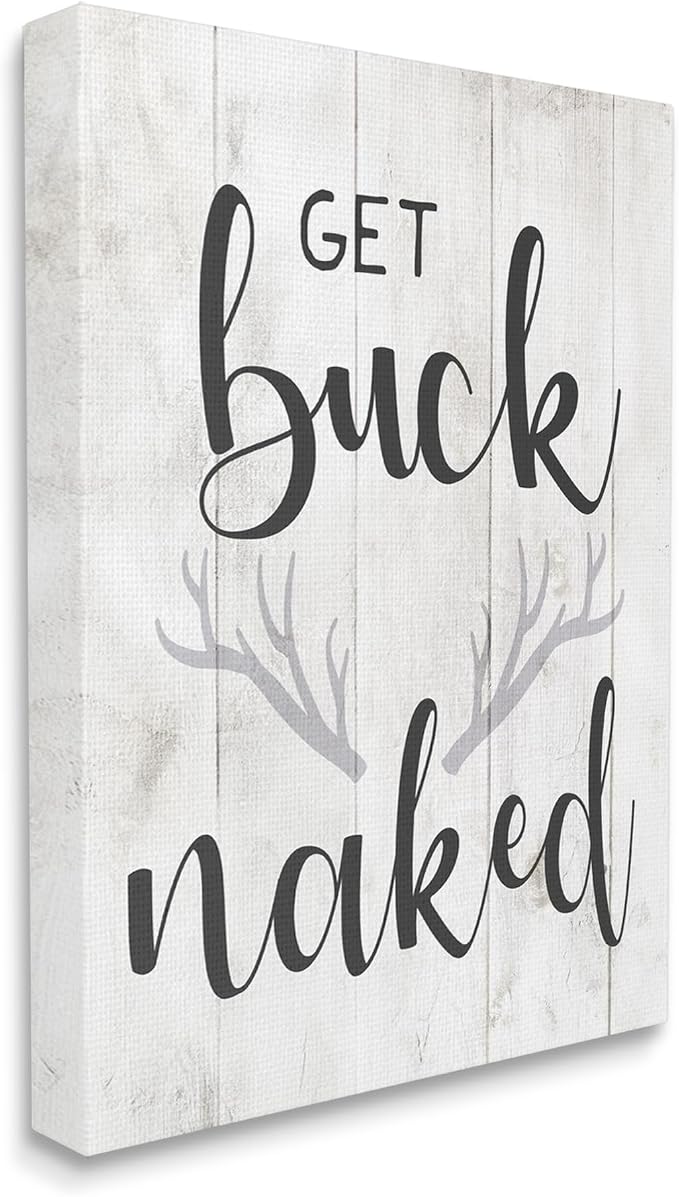 Stupell Industries Buck Naked Antlers Humor, 24 x 30 Inch Canvas Wall Art | Stupell Industries · By Lil' Rue · Ready to hang · Rustic novelty charm for cabin spaces · Made in USA