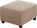 H.VERSAILTEX Square Ottoman Covers Ottoman Slipcovers Folding Storage Stool Furniture Protector Form Fit with Elastic Bottom, Stretch High Spandex Small Checks Jacquard Fabric(Large,Sand)