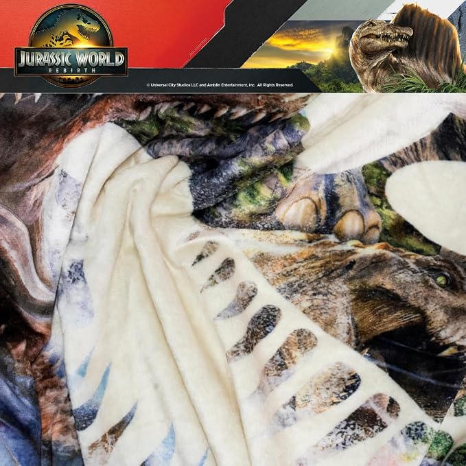 Jurassic World Rebirth Kids Bedding Super Soft Plush Throw Blanket, 46 in x 60 in, (Officially Licensed Product) By Franco