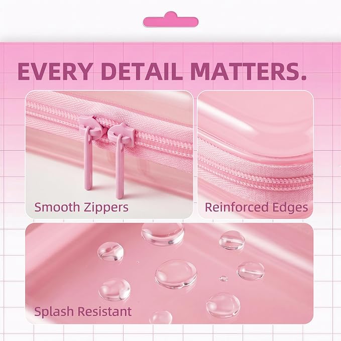 CoiiJoii 3PCS Large Clear Hard Shell Zippered Case, Diaper Bag Organizing Pouches, Waterproof Cosmetic Bag, Storage Organizer Bins.
