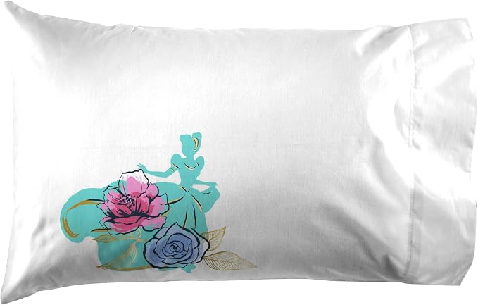 Jay Franco Kids Sheet Set with Fitted, Flat Sheets & Pillow Cover - Ultra-Soft Bedding with Pillowcase for Room Decor, Blue - Princess Cinderella, 4 Piece Full