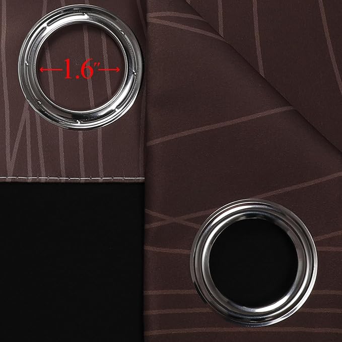 Estelar Textiler Brown and Greyish White Ombre Blackout Curtains 54 Inch Length 2 Panels, Full Room Darkening Gradient Drapes for Kitchen, Thermal Insulated Grommet Short Curtains for Bedroom,42Wx54L