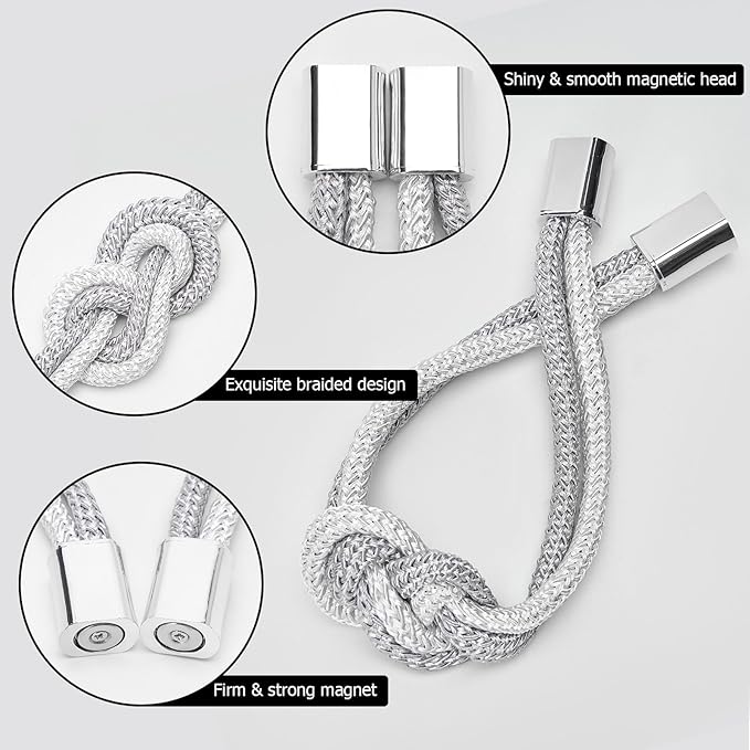 NICEEC 2 Pack Mini Magnetic Curtain Tiebacks Nordic Simple Style Drape Tie - Image 3