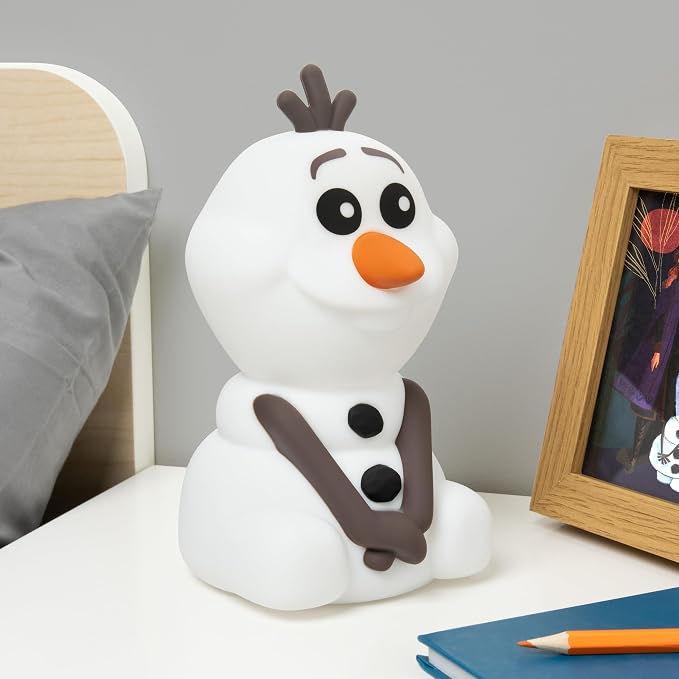 Paladone Frozen Olaf SquishyGlo Light – Official Disney Silicone Lamp for Kids & Teens – Cordless, Rechargeable Night Light – Fun Bedroom Decor & Collectible Gift | Soft Squishy Silicone Design • Rechargeable Cordless Lamp • Auto-Off Timer And Tap Cont...