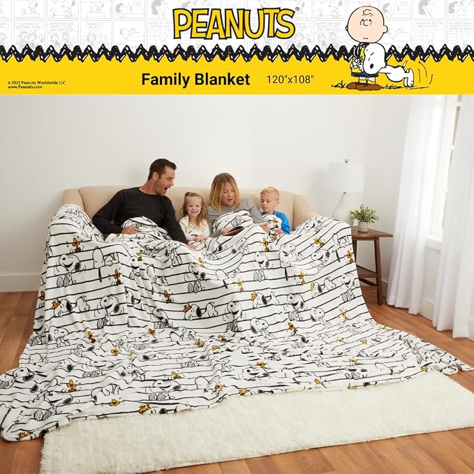 Peanuts Snoopy Bedding Super Cozy Oversized Family Size Blanket, 120 in x 108 in, (Officially Licensed Product) By Franco Collectibles