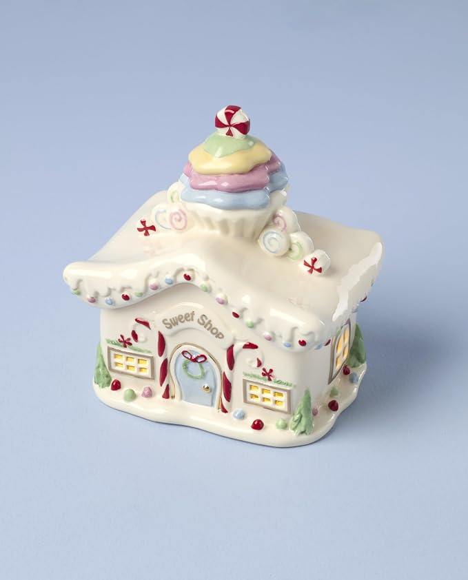 Lenox Who-Ville Sweet Shop Grinch Light-Up Christmas Figurine | porcelain, 6.25 inch height | requires 3 aaa batteries | collectible gift for dr. seuss and grinch fans
