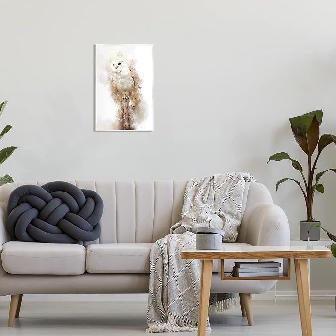 Perched Barn Owl Wildlife, 13 x 19 Inch Mounted Print on Wall Plaque | Stupell Industries · By Kim Curinga · Ready to hang · Made in USA