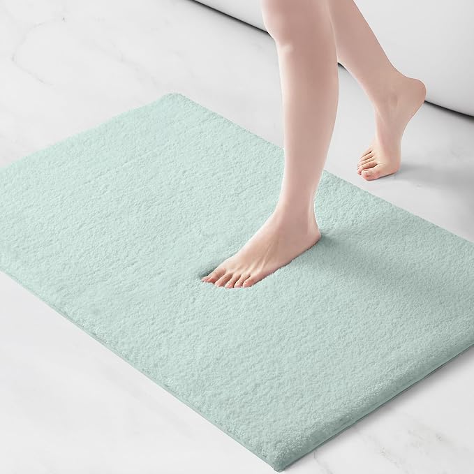 Madison Park Marshmallow Super Soft & Absorbent Bath Rug, 24 x 40, Seafoam | Non slip Backing, Spa Quality Luxurious Plush Bath Mat for Bathroom, Quick Dry, OEKO TEX