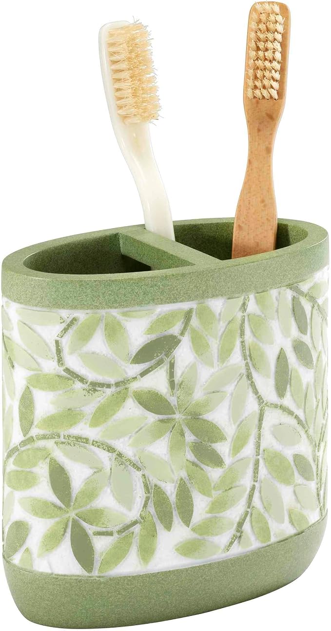 Avanti Linens - Toothbrush Holder, 100% Hand-Painted Resin Bathroom Accessories, Botanical Home Decor (Stratford)