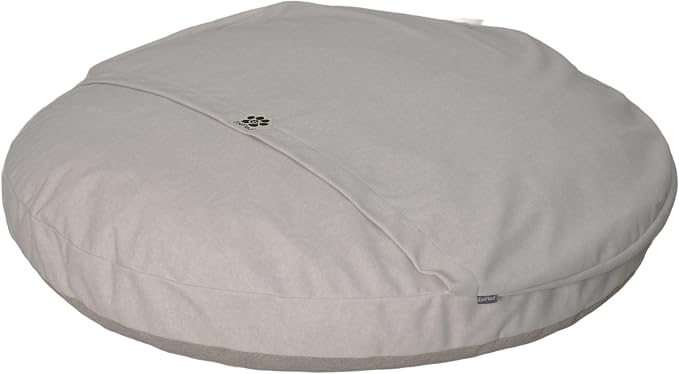 2-in-1 Human & Pet Shared Round Sofa Dog Bed with High Resilience Foam, Modern Neutral Tone Indoor Pet Furniture(Beige)