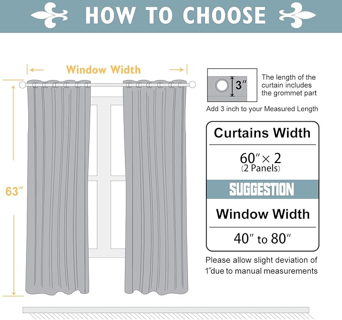 ChrisDowa 100% Blackout Curtains 63 inch Long for Bedroom with Black Liner, Extra Wide 2 Thick Layers Total Blackout Thermal Insulated Grommet Window Curtains 2 Panels Set (Pure White, 60 x 63 Inch)