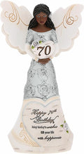 Pavilion Gift Company - Happy 70th Birthday - 6" Ebony African American Angel Figurine Religious Best Friend Bestie BFF God Jesus Lover Christian Christ Gift Present