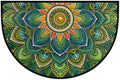 Mandala Half Round Door Mat Semi Circle Rug Half Moon Doormat | Soft Washable Green Blue Welcome Entrance Mat for Outdoor Indoor Floor Bedroom Bathroom Home Kitchen Festival Decor