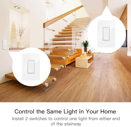 TREATLIFE 3-Way Smart Light Switch, 2.4GHz WiFi Smart Switch Compatible with Alexa, Google Home & SmartThings, Remote Control, Scheduling, Neutral Wire Required, 1 Pack