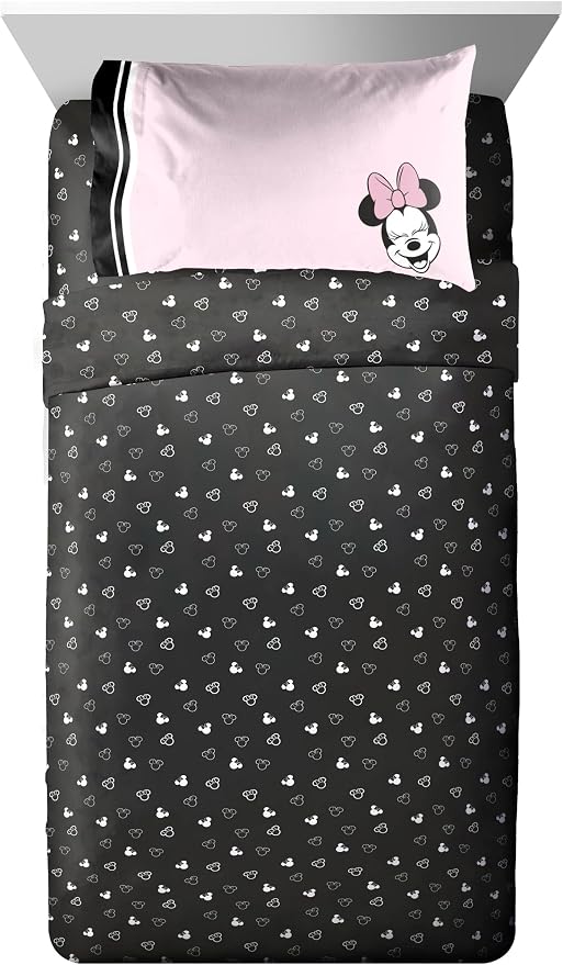 Jay Franco Kids Comforter Set Includes Sheets and Pillow Covers - Soft and Cozy Bed Set for Stylish Room Decor, Official Licensed Bedding, Multi - Minnie Mouse, 5 Piece Twin