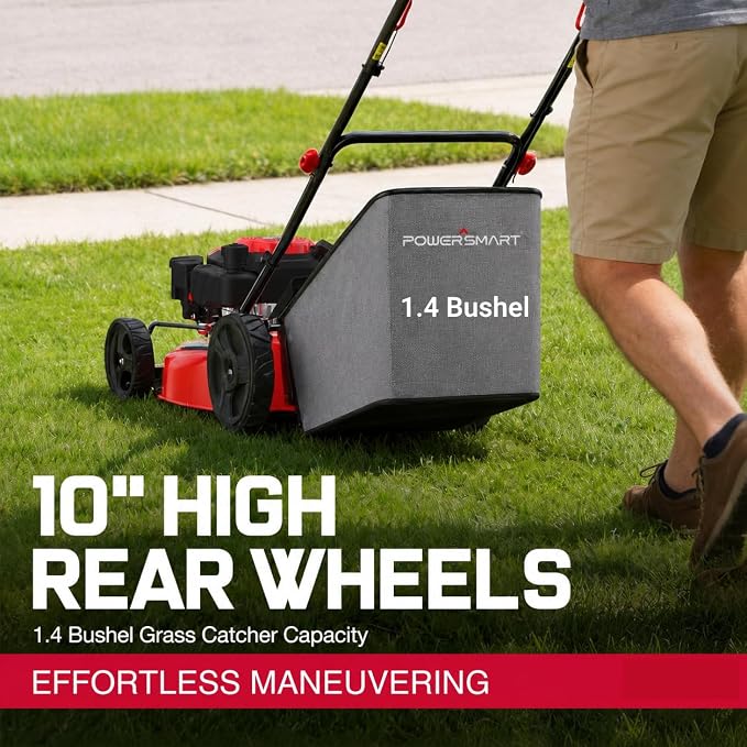 PowerSmart 21-Inch Gas Self-Propelled Lawn Mower | 170cc OHV Engine, Reinforced Steel Deck, 3-in-1 Bagging/Mulching/Rear Discharge, 6 Cutting Heights (1.5"–3.9")