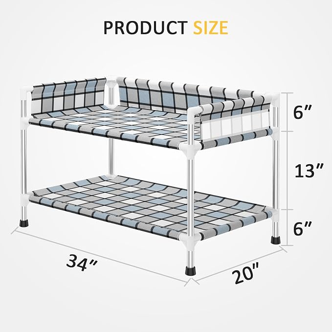 Bedside Window Dog Bunk Bed - Double Elevated Human Dog Bed with Guardrail 2 Layers Window Perch Dogs Cot 2-Tier Bedside Sleeper for Multi-Pet Households (34" x 20" x 24", Double Layer)