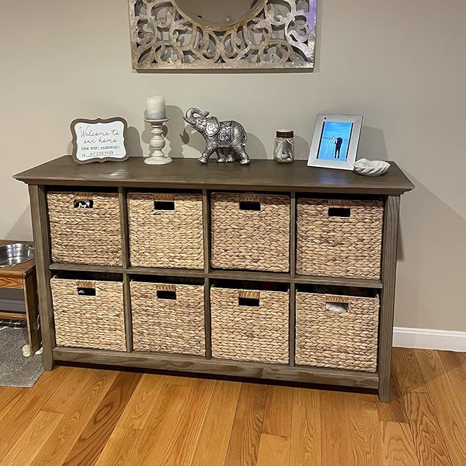 M4DECOR Storage Cube 10.5 x 10.5in, Wicker Storage Baskets for Shelves, Water Hyacinth Storage Baskets, Square Wicker Storage Basket (2 Packs 10.5in)