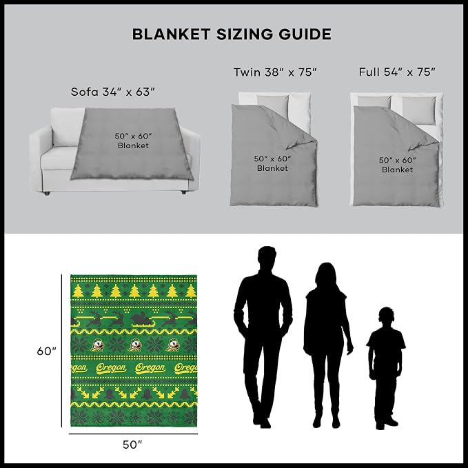 Northwest NCAA Oregon Ducks, Xmas Time, Silk Touch Throw Blanket, 50 x 60 Inches