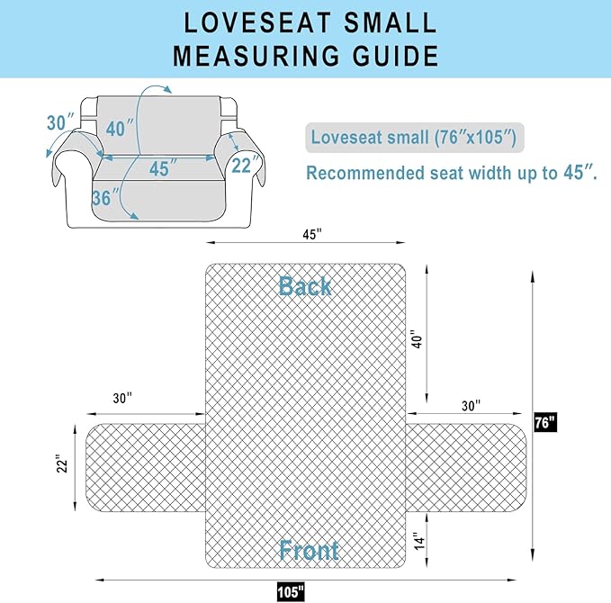 Reversible Loveseat Sofa Covers Couch Cover Furniture Protector(Loveseat Small,Huntergreen/Sage)