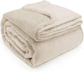 DEZ FURNISHINGS Ultra Soft Plush Fleece Throw Blanket, Double Sided Cozy Thick Warm Blanket for Sofa & Bed, Queen (90" x 92"), Beige