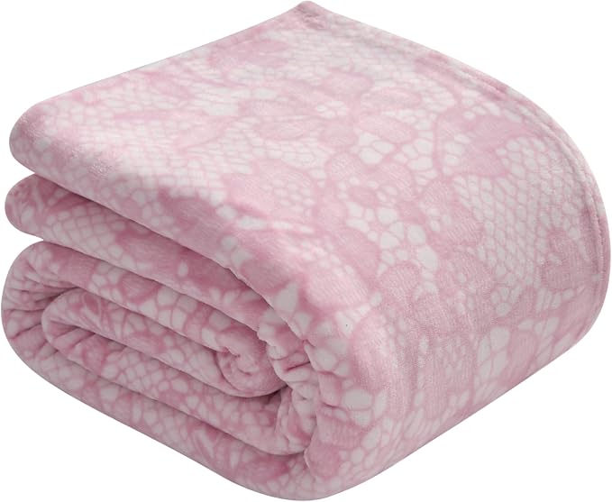 Baby Phat Oversized Plush Throw Blanket 60" x 70", Script Lace Pink