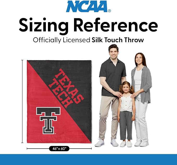 Northwest NCAA Silk Touch Throw Blanket, Ultra Soft Plush Polyester, Lightweight Warm Decorative Fan Gift, 46 x 60 in