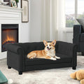 Dog Sofa for Small & Medium Dogs | Removable & Washable | No Assembly Required | Breathable Linen Fabric | Soft Foam |Floor-friendly sofa legs |Black