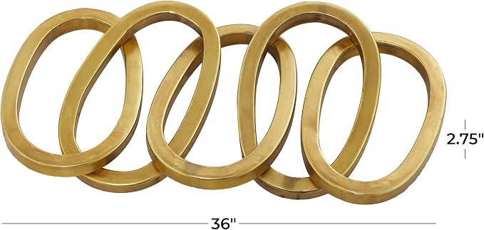 CosmoLiving by Cosmopolitan Metal Chain Decorative Sculpture Home Decor Statue, Accent Figurine 36" x 6" x 3", Gold