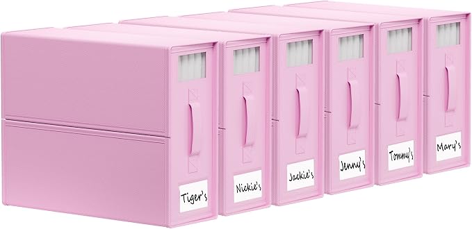 SUOCO SheetCube Bed Sheet Organizers and Storage 6 Pack, Foldable Linen Closet Organizer with Window and Label, Bedding Folder Storage Box Container for Blanket, Duvet Cover Set, Bed Sheet Set - Pink