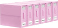 SUOCO SheetCube Bed Sheet Organizers and Storage 6 Pack, Foldable Linen Closet Organizer with Window and Label, Bedding Folder Storage Box Container for Blanket, Duvet Cover Set, Bed Sheet Set - Pink