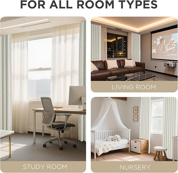 Joydeco Blackout Curtains for Bedroom - 100% Light Blocking 2 Panels Light Beige Drapes 42"W x 63"L, Thermal Insulated Room Darkening Curtains, Linen Textured for Living Room, Rod Pocket & Back Tabs