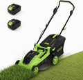 Garvee Cordless Lawn Mower, 17-Inch Battery Powered Electric Push Mower, 2-in-1 Mulching & Bagging, 6 Cutting Heights, 40L Grass Bag, Lightweight Walk-Behind Mower for Small to Medium Yards, Green