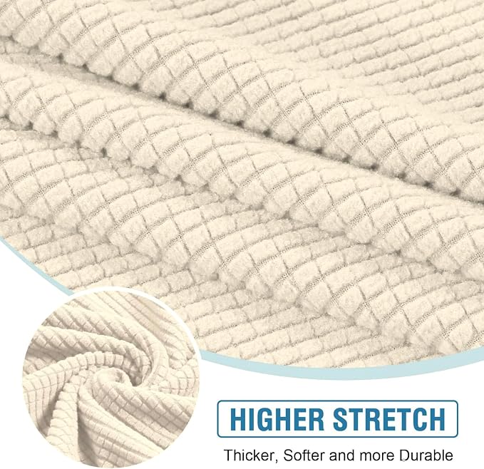 H.VERSAILTEX Sectional Couch Covers 1 Piece Chaise Slipcover L Shape Separate Cushion Couch Cover for Both Left/Right Sectional Couch (Seat Only: 1 Chaises, Cream)