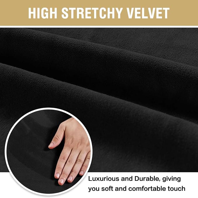 H.VERSAILTEX Velvet Dining Chair Covers Stretch Chair Covers for Dining Room Set of 6 Parson Chair Slipcovers Chair Protectors Covers Dining, Soft Thick Solid Velvet Fabric Washable, Black