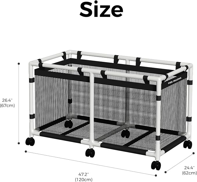 90-Gallon Pool Storage Bin for Swim Gear, Mini Plus Style | UV & Tear-Resistant Textilene, Easy Setup, Pool Toys, Floats & Towels Organizer, Up to 110 lb, 6 Locking Wheels