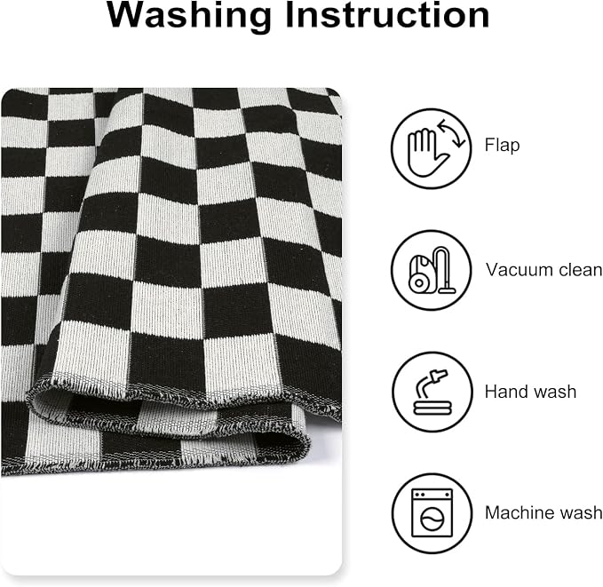 Seavish Checkered Runner Rug, 2x6 Ft Black and White Hallway Runner Rug | Washable Indoor Outdoor Entryway Runner Rug Reversible Checkerboard Area Rugs for Bedroom Bathroom Laundry Room Kitchen