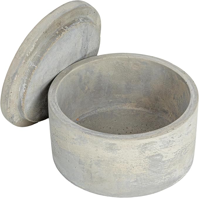 Bloomingville A75500081 Set of 2 Grey Round Decorative Cement Lids Boxes