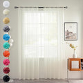 youleyar Solid Sheer Rod Pocket Curtain Voile Draperies 2 Panels White Beige Black Grey Coffee 70 Inch Width 84 Inch Long 1 Pair for Kitchen Bedroom Children Living Room Yard(Ivory,70Wｘ84L)