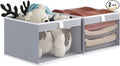 Linen Closet Organizers and Storage, Closet Storage Bins Basket Organizer, Foldable Organization Baskets with Mesh Window for Clothes Towels and Toys, 12.75" x 12.75" x 9", Gray, 2 pack