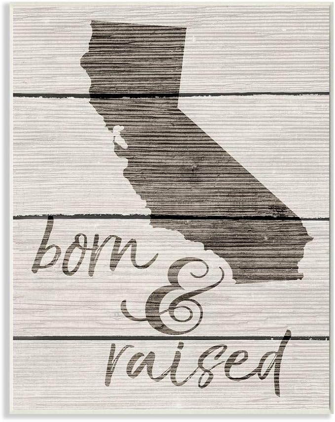 Stupell Industries Born and Raised California Wall Plaque, 13x19, Multi-Color