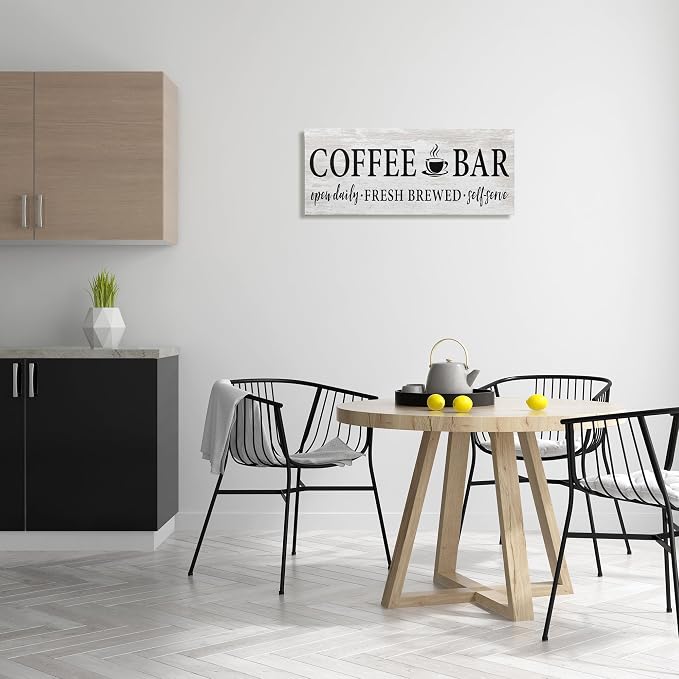 Stupell Industries 'Coffee Bar Cafe Rustic Sign'| Canvas Art | Stupell Industries | 30 x 13 Inches, Easy to Hang and Sturdy, Made in USA, by Lettered and Lined