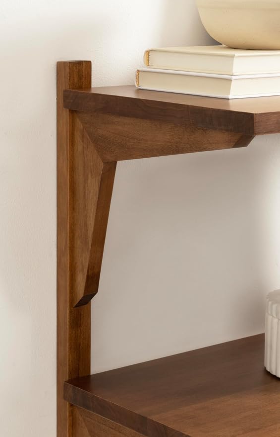 Kate and Laurel Meridien Modern Two-Tier Wooden Shelves, 24 x 12 x 24, Rustic Brown, Stunning Tiered Wall Shelf for Storage and Display as Cute Nursery Shelving or Bedroom Storage