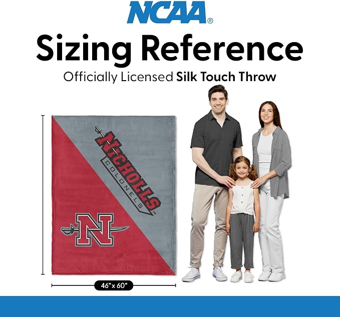 Northwest NCAA Silk Touch Throw Blanket, Ultra Soft Plush Polyester, Lightweight Warm Decorative Fan Gift, 46 x 60 in