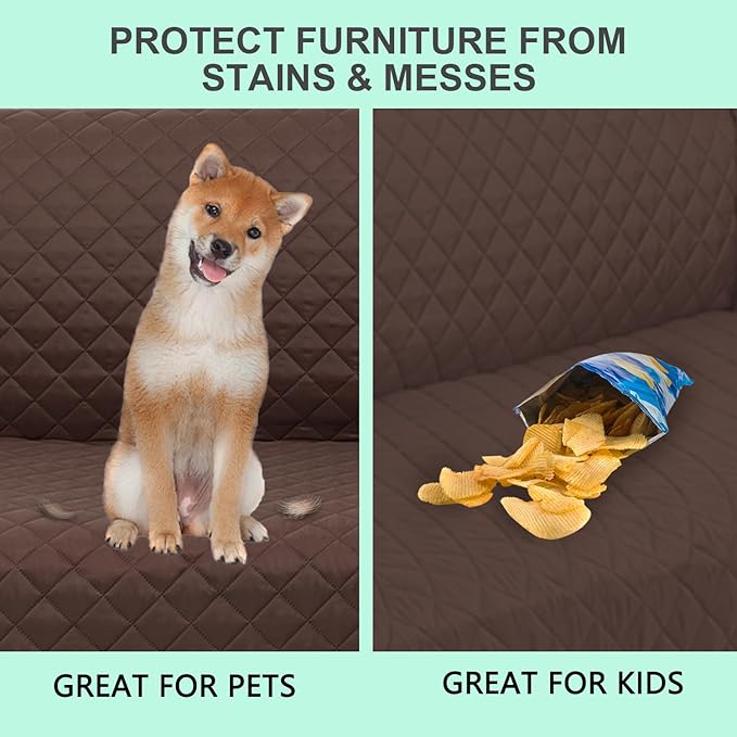 Reversible Loveseat Sofa Covers Couch Cover Furniture Protector(Loveseat,Chocolate/Chocolate)