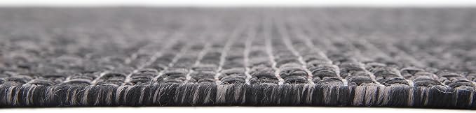 Unique Loom Collection Casual Transitional Solid Heathered Indoor/Outdoor Flatweave Area Rug (5' 1" x 8' Rectangle, Black/Ivory)