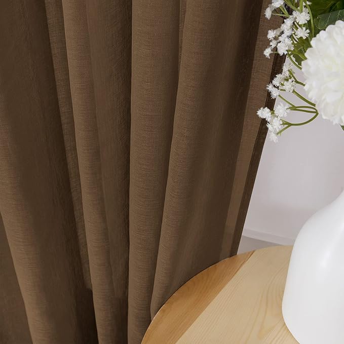 Tollpiz Sheer Curtains Living Room Linen Textured Curtain Sheers Light - Image 3