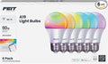 Feit Electric Smart Light Bulbs, A19 RGBW Color Changing - 60W Eq - 6 Pack | Wi-Fi 2.4GHz, Works with Alexa & Google, App Dimmable, E26 800 Lumens, Tunable White 2700-6500K, CRI 90, Wifi LED Lightbulbs